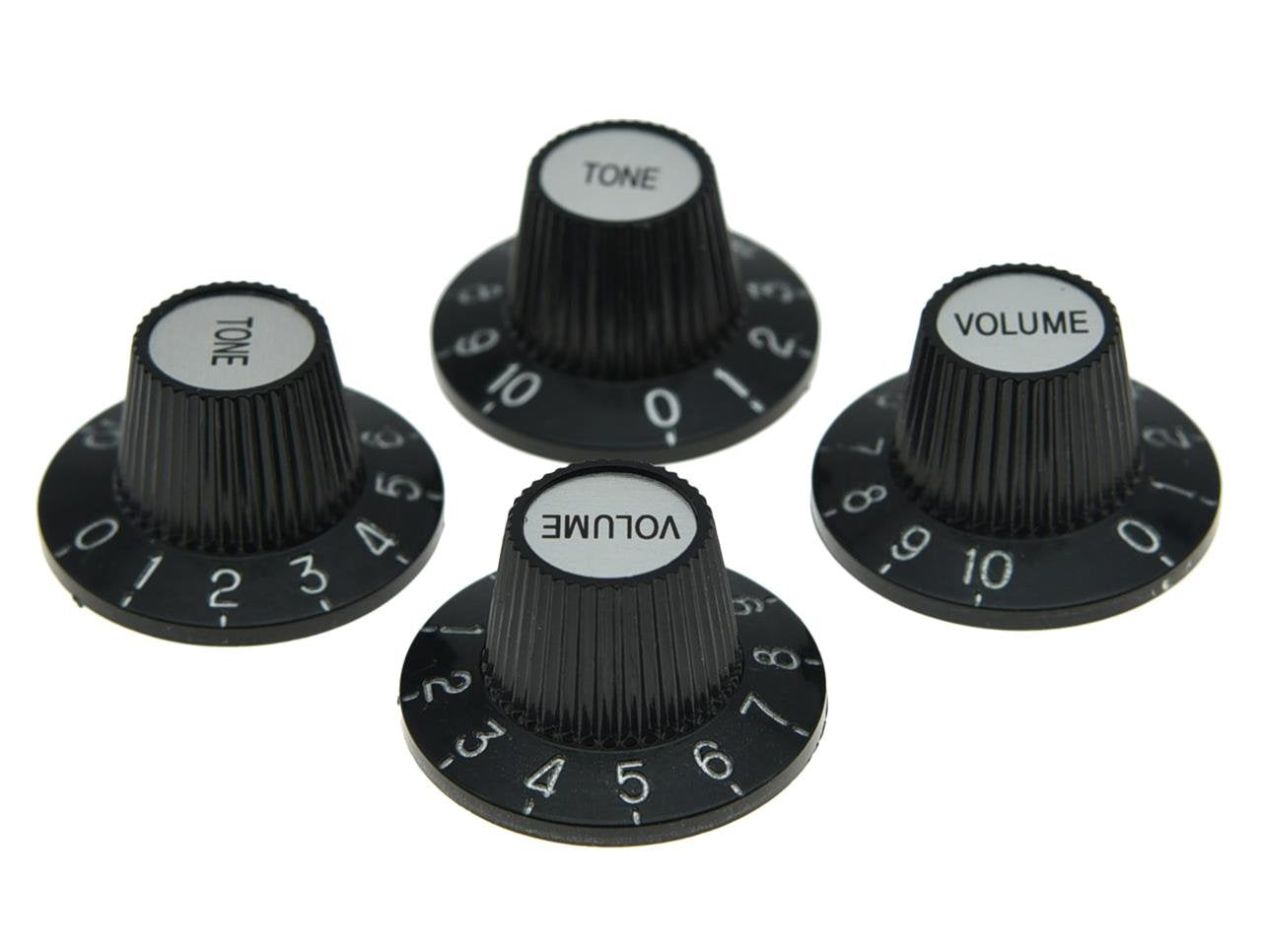 Dopro 4pcs Black with Silver Cap LP Metric Guitar Witch Hat Knobs Top Hat Knobs for SG Epiphone Les Paul